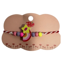 Martisor Bratara Multicolora pentru Copii, Jolie, din Lemn si Textil, Model Steluta Curcubeu