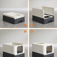 FEANDREA Litiera pentru pisici cu capac, tava extensibila, pentru pisici de pana la 15 kg, 54x43x38cm, bej negru