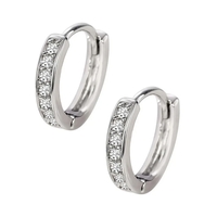Cercei pentru Dame,Jolie Silver, din Argint 925, Model Tortite Huggie cu Cristale Zirconia Albe, Argintiu