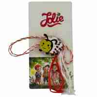 Martisor pentru copii, Jolie, Material Metal, Ambalaj Carton cu Design, Dimensiune Brosa Aproximativ 2x2 cm, Model Buburuza, Multicolor