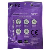 Set 8 bucati Masca de protectie faciala, Flippy, de unica folosinta pentru adulti, FFP2, KN95 CE 0370, 5 straturi, nesterila, ambalaj individual, Alb