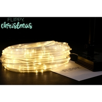 Instalatie luminoasa de Craciun tip furtun luminos, 300 LED-uri, 32 metri lungime, 8 programe, 2 metri prelungitor, sarma din cupru, incarcare solara, alb cald, Flippy