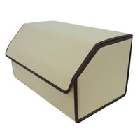 Cutie de Depozitare Auto, Flippy, Organizator Premium Portbagaj, Geanta Multifunctionala din Piele Ecologica, 2 Compartimente Depozitare, Pliabil si Rezistent la Uzura, Bej, 55 x 30 x 30cm