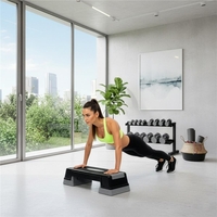 Step aerobic fitness reglabil 2 niveluri, PP, maxim 350 kg, 73x29x18 cm, negru gri