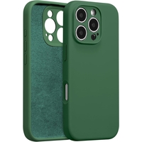 Husa de Protectie, Vafy, pentru iPhone 16 Pro Max, Liquid Silicone, cu Microfibra pe Interior, Protectie Antisoc, Compatibil Incarcare Wireless, Verde