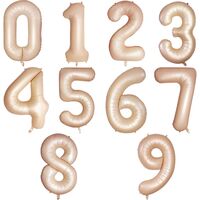 Balon din Folie Metalizata, Flippy, Figurina Cifra, Model 4, Tema Aniversare 100 cm, Ambalaj Individual, Pai Inclus, Umflare cu Aer sau Heliu, Crem