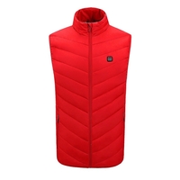 Vesta cu Incalzire, Vafy, Unisex, 2 Zone de Incalzire, Umplutura Bumbac, 3 Trepte de Temperatura, Incarcare USB, Rosu, 74 - 84 kg, Marime XXXL