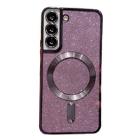 Husa de Protectie 2 in 1, Vafy, Husa pentru Samsung Galaxy S24 Ultra, Glitter Chrome Magsafe, din TPU, Magnetica, cu Protectie Lentila, Mov