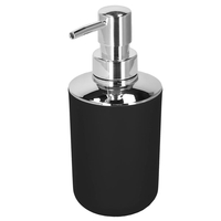 Set accesorii baie, 6 piese din plastic, cu perie WC si cos de gunoi, finisaj mat si lucios, negru argintiu