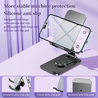 Suport pentru Telefon, Flippy, Suport Pliabil pentru Streaming, din Aliaj de Aluminiu, Compatibil cu Tableta, pentru Birou, 14.6 x 11.5 x 7 cm, Aurora Silver