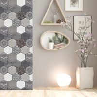 10 x Placi Tapet Autocolant 3D cu Imitatie de Marmura Hexagonala, pentru Perete Bucatarie Sufragerie, Usor de Curatat, Rezistent la Apa, Autoadeziv