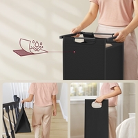 VASAGLE Cos de rufe, 2 compartimente, saci de rufe detasabili, raft, cadru metalic, 2x46L, 73x33x72 cm, maro si negru