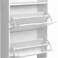VASAGLE Dulap pantofi cu 3 usi rabatabile, pentru 8-12 perechi, 60x24x102 cm, alb