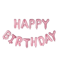 Set 13 Baloane Folie, Flippy, Tip Ghirlanda, Model Happy Birthday, 40 cm, Roz Deschis