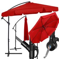 Umbrela de gradina cu brat lateral banana, cu husa, 300cm, rosu