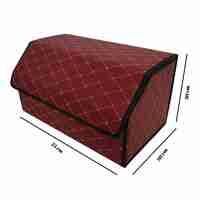 Cutie de Depozitare Auto, Flippy, Organizator Premium Portbagaj, Geanta Multifunctionala din Piele Ecologica, 2 Compartimente Depozitare, Rezistent la Uzura si Pliabil, Bordo, 55 x 30 x 30cm
