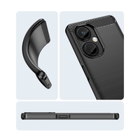 Husa Protectie pentru OnePlus Nord CE2 Lite 5G, Vafy, din Silicon TPU Moale, Textura Periat, Anti Cadere, cu Element Carbon, Negru