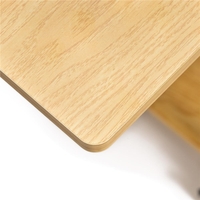 Birou reglabil pe inaltime cu rafturi si roti, blat din lemn si structura metalica, 80x40x76-86 cm, maro natur