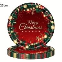 Set 16 Farfurii de Unica Folosinta, Flippy, Model Merry Christmas, Tematica Craciun, 23 cm, Rosu/Verde