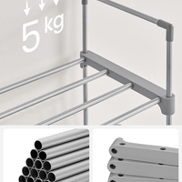 SONGMICS Suport pentru pantofi, cadru metalic cu 10 nivele, design personalizabil, 30x45x174cm, gri