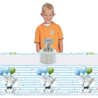Fata de Masa, Flippy, din Plastic, Imprimeu Elefanti, 180 x 108 cm, Albastru