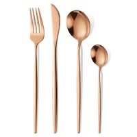 Tacamuri Portugheze, Flippy, Set din 24 de Piese din Otel Inoxidabil, 6 Cutie, 6 Furculite, 6 Linguri de Masa, 6 Linguri pentru Ceai, Gold