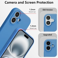 Husa de Protectie, Vafy, pentru iPhone 16 Plus, Liquid Silicone, cu Microfibra pe Interior, Protectie Antisoc, Compatibil Incarcare Wireless, Albastru