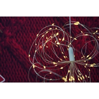Instalatie Craciun, 180 LED-uri, alb cald, telecomanda 8 functii, cu baterii, explozie fireworks, fir cupru, interior/exterior, Flippy