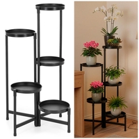 Suport metalic pentru flori cu 5 niveluri, structura pliabila, 48x48x79 cm, negru