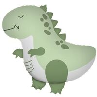 Balon din Folie Metalizata, Flippy, Figurina Animata, Model Dinozaur, 55 x 54 cm, Ambalaj Individual, Pai Inclus, Umflare cu Aer sau Heliu, Verde