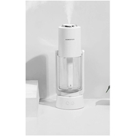 Umidificator si Purificator aer ultrasonic portabil, rezervor 200ml, cu ioni negativi, LED 7 culori, rotatie 360 grade, Alb