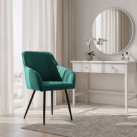 Set 6 scaune tapitate, Florence, velur matlasat, 55x58x82 cm, verde smarald