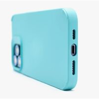 Husa Apple iPhone 13, Vafy, din Silicon Lichid, Interior din Microfibra, Lentile Fosforescente de Protectie Camera, Anti Amprenta, Rezistenta la Socuri, Bleu