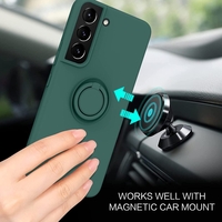 Husa de Protectie, Vafy, pentru Samsung Galaxy A52, Liquid Silicone Ring cu Suport Rotativ, Albastru