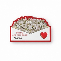 Magneti Decorativi Martisor, Set 24 Piese, Jolie, Tema Mesaj Pentru Cea Mai Buna Nasa, Carton Laminat cu Magnet Flexibil, 8x6 cm, Multicolor
