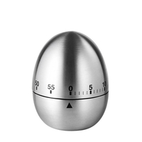 Cronometru de Bucatarie, Flippy, Mecanic, Forma de Ou, din Otel Inoxidabil, 60 min Timer, 8 x 6 cm, Argintiu