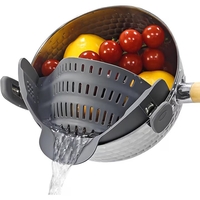 Strecurator Filtru pentru Vase, Vafy, din Silicon Rezistent la Temperaturi Inalte, Universal, Paste, Legume, Fructe, 23x12.5x6.7 cm, Gri