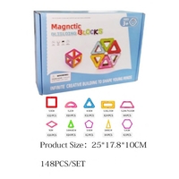 Set 148 Piese Magnetice de Constructie, Flippy, Piese Medii, Magnetic Blocks, Forme Geometrice, 3 Ani, ABS, Magnet, 25 x 17.8 x 10 cm, Multicolor