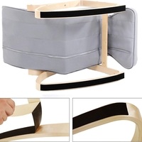 SONGMICS Scaun balansoar din lemn, suport picioare reglabil, maxim 150kg, 67x125x91cm, gri