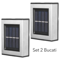 Aplica solara LED pentru Gradina, Flippy, Set 2 Bucati, ABS/Policarbonat, rezistenta la apa IP65, pentru trepte, borduri, terasa, 1.2V, 600mah, 10 x 7.5 x 3 cm, Lumina Alb Calda, Negru