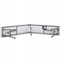 Banca pliabila, cu maner, HDPE si cadru metalic, 180x30x43 cm, alb/gri