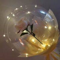 Set Buchet Decorativ, Flippy, Trandafir in Balon cu Lumini Led, Diametru 35 cm, 2 x Baterii AA (neincluse), Sampanie