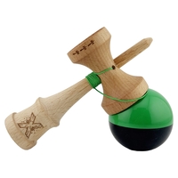 Kendama X Originala, Profesionala, Flippy, Big Cups V2, Super Sticky cu Cupe Mari, Rulment Metalic, din lemn 18 cm, Ata 55 cm, Verde/Negru