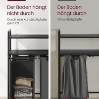 VASAGLE Cos de rufe, cu 2 saci detasabili, 2 rafturi, capacitate de 46L per sac, 73x33x92cm , negru si gri