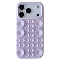 Husa cu Ventuze, Vafy, Compatibila iPhone 17 Pro Max, din Silicon, Interior Microfibra, Mov