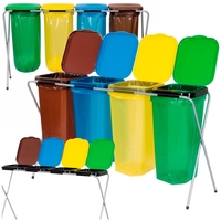 Cos de gunoi selectiv cu 4 compartimente, cadru metalic si capace PP, 128x42x74 cm