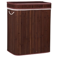 Cos de rufe cu capac si 3 compartimente, sac textil detasabil, 100 litri, 51x32x63 cm, maro