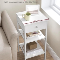 VASAGLE Noptiera cu sertar pentru dormitor, design scandinav, 35x35x70cm, alb