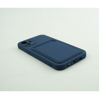 Husa protectie Vafy cu suport card compatibila cu Apple iPhone 12 Mini Albastru inchis