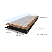 Set 36 Placi Autoadezive pentru Pardoseala, Vafy, din PVC, Impermeabil, Ignifug, Usor de Curatat, Dimensiune Placa 91.44 x 15.24 cm, Grosime 1.5 mm, Acoperire 5 m2, Model 5, Maro